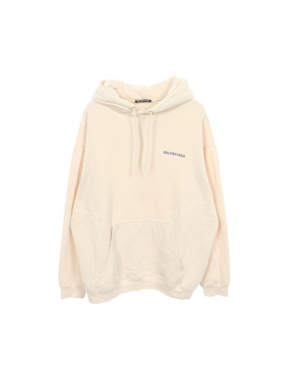 Balenciaga Hoodie Logo Print Beige Cotton Back